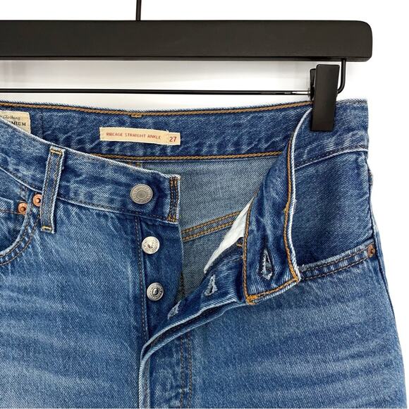 LEVI'S Premium Ribcage Straight Ankle Jean Blue Denim 27 - Picture 6 of 11